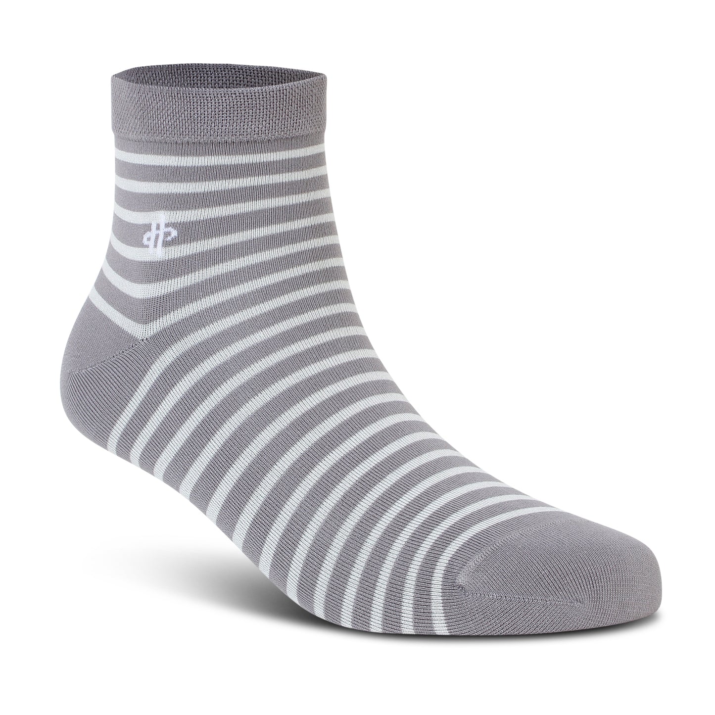 Men's Soft & Breathable Striped Ankle Socks - Gray & White