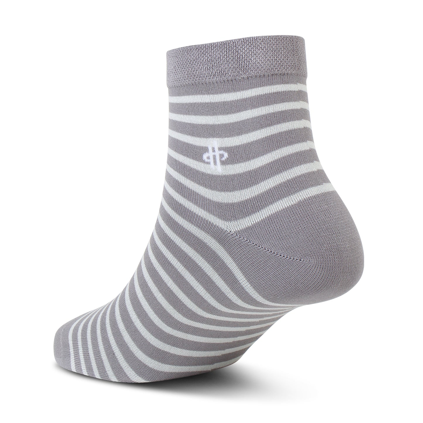 Men's Soft & Breathable Striped Ankle Socks - Gray & White
