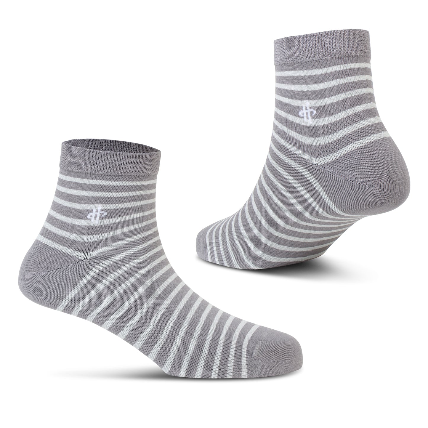 Men's Soft & Breathable Striped Ankle Socks - Gray & White