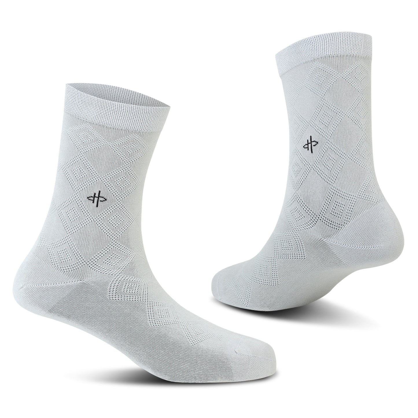 White Rectangle Pattern Classical Crew Socks