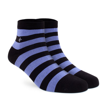 Men's Black & Blue Striped Crew Socks