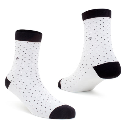 Men's Polka Dot Crew Socks - Black/White