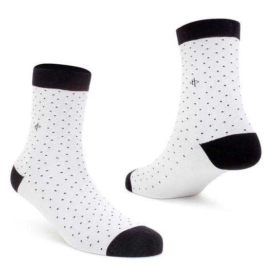Men's Polka Dot Crew Socks - Black/White