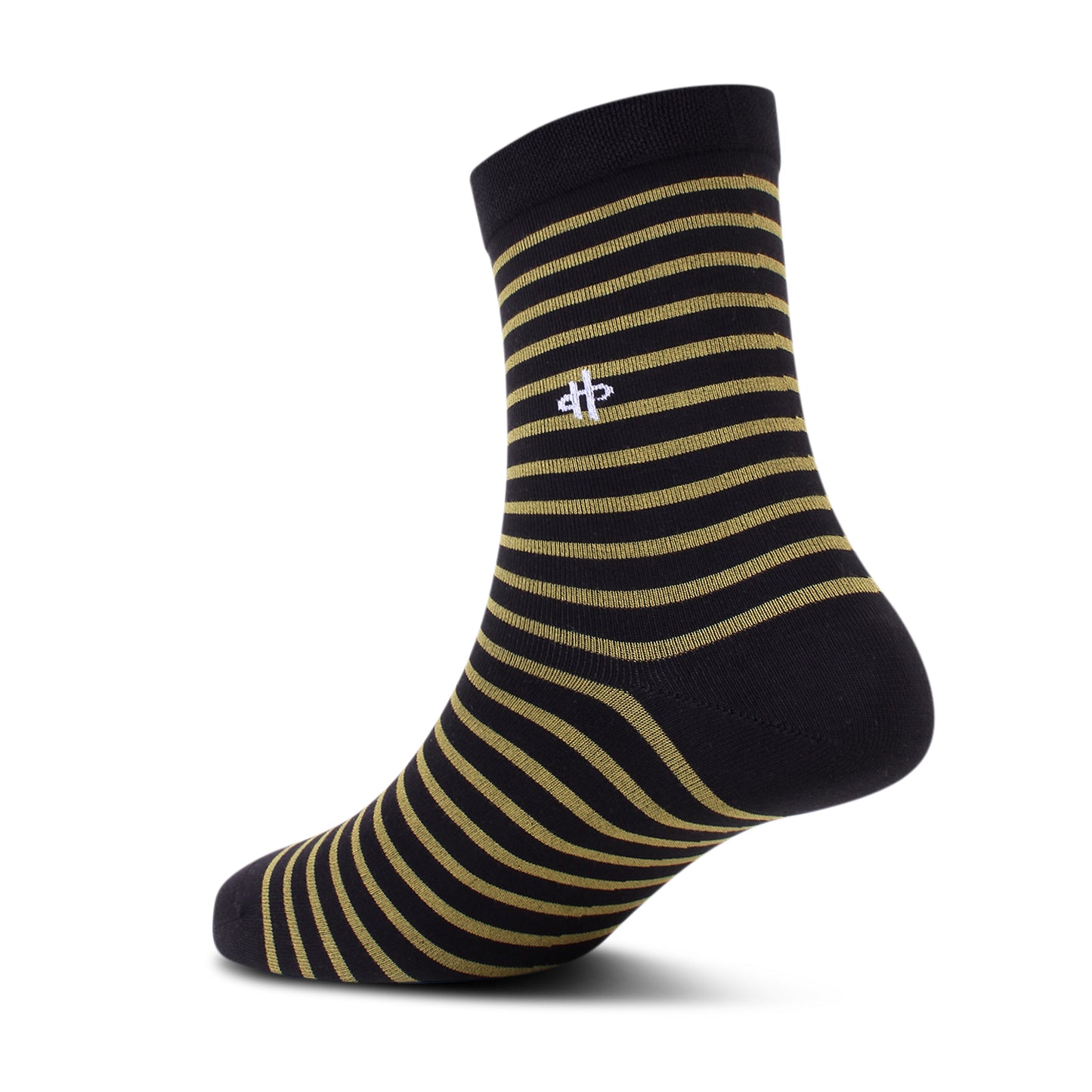 Navy & Gold Striped Crew Socks
