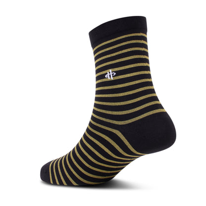 Navy & Gold Striped Crew Socks