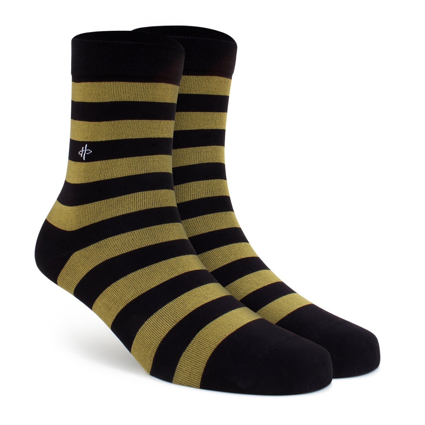 Black & Olive Striped Crew Socks