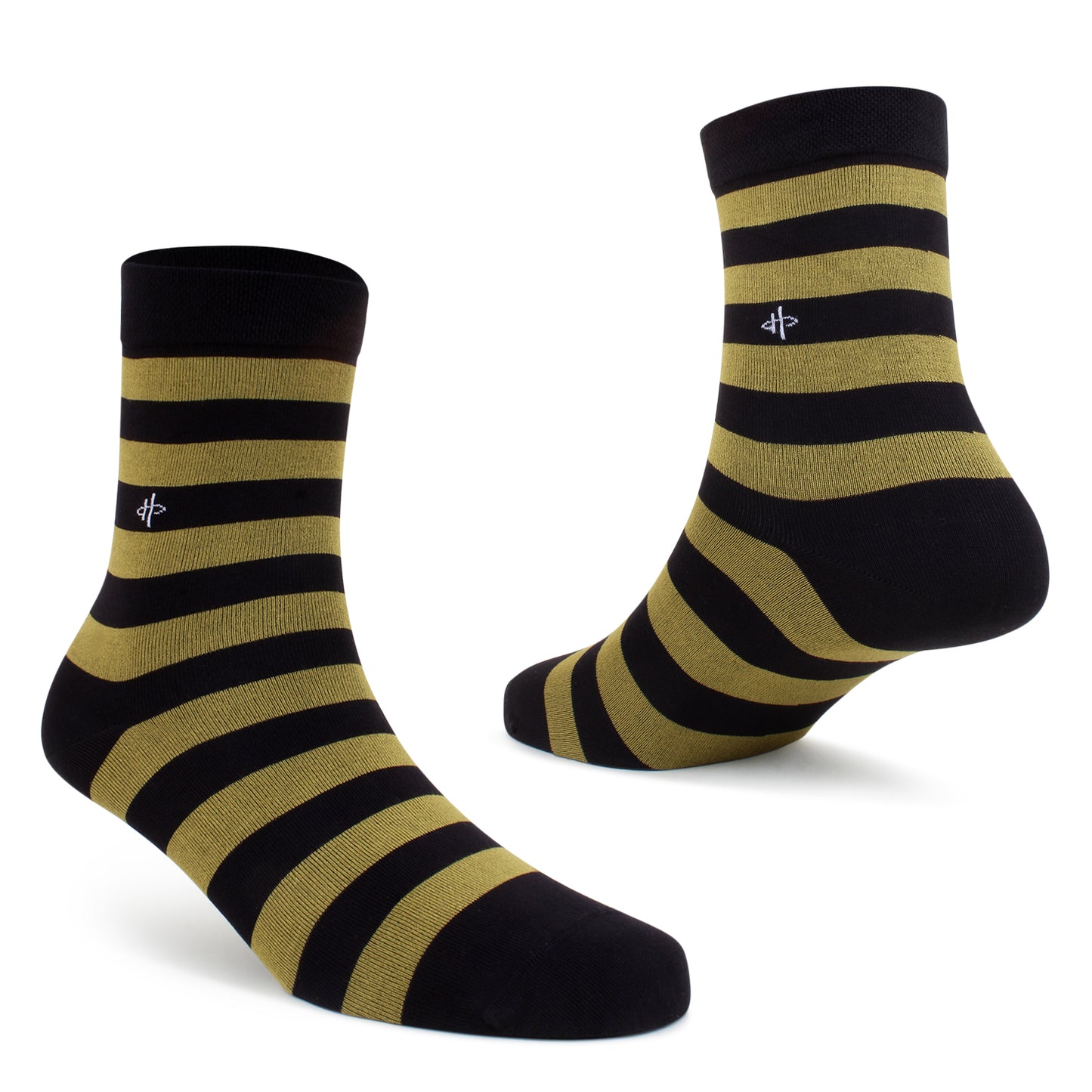 Black & Olive Striped Crew Socks
