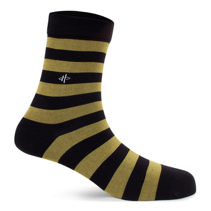Black & Olive Striped Crew Socks