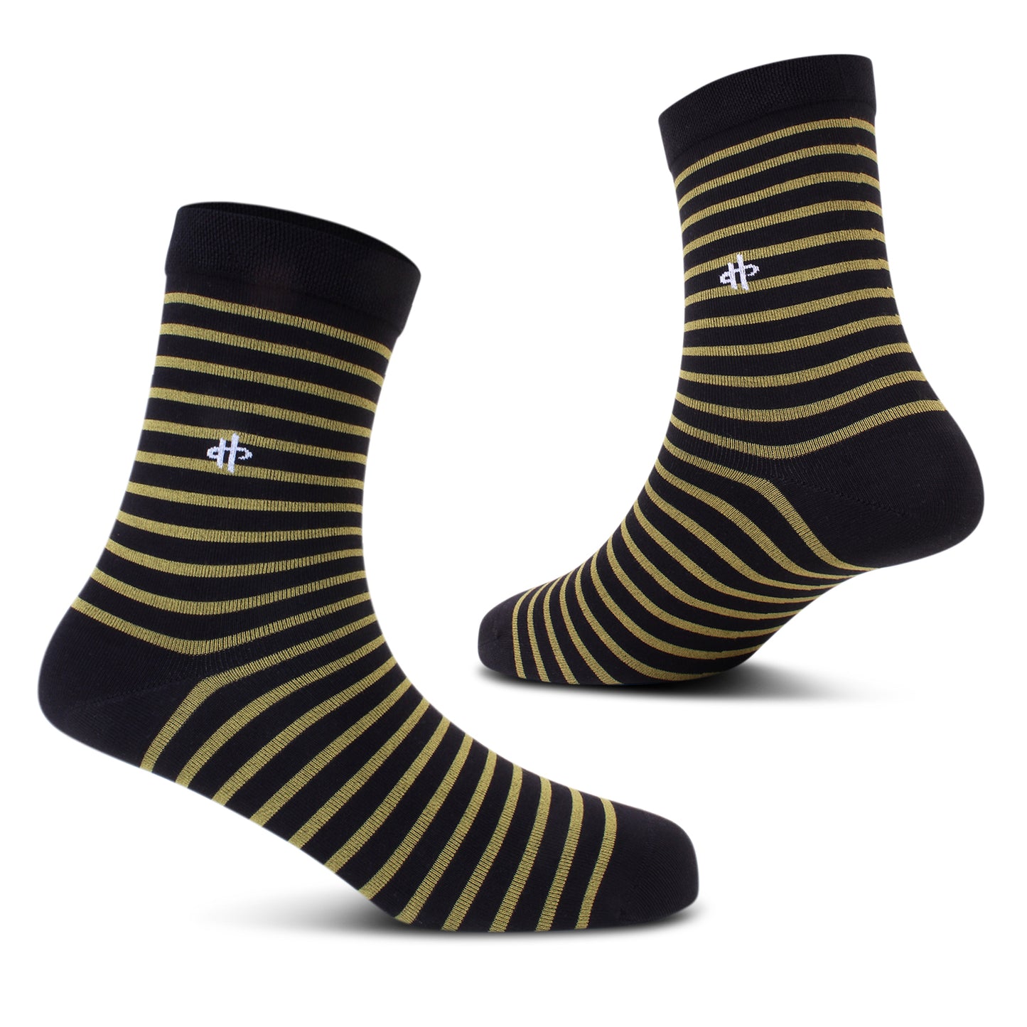 Navy & Gold Striped Crew Socks