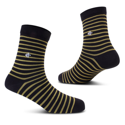 Navy & Gold Striped Crew Socks