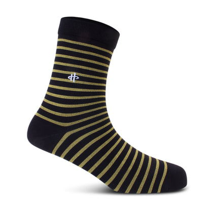 Navy & Gold Striped Crew Socks
