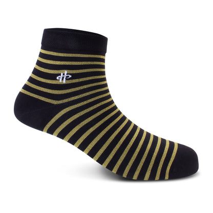 Navy & Gold Striped Ankle Socks