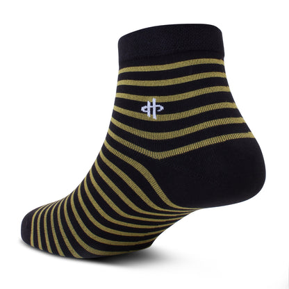 Navy & Gold Striped Ankle Socks