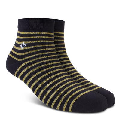 Navy & Gold Striped Ankle Socks
