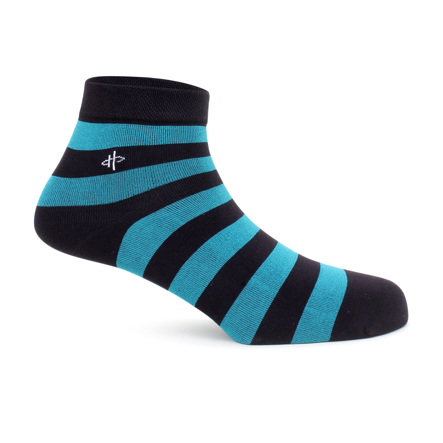 Striped Ankle-Length Socks – Black & Teal