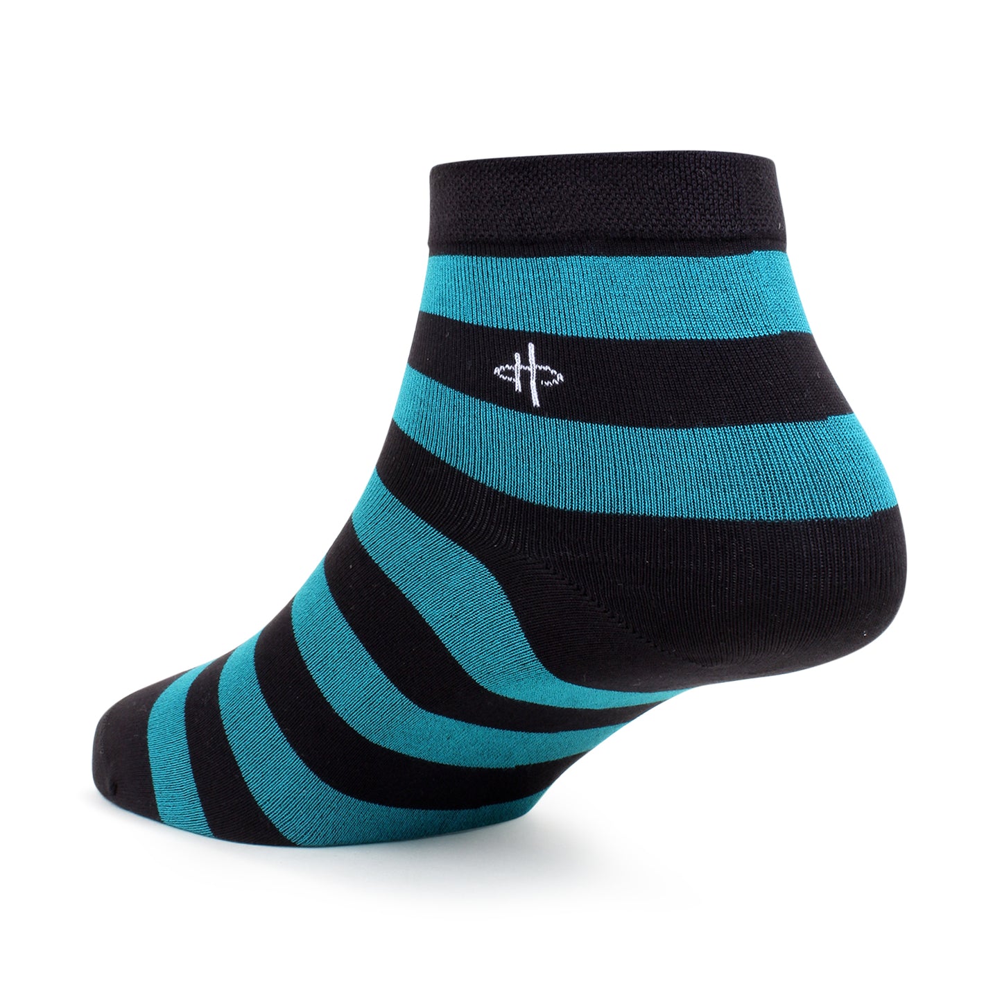 Striped Ankle-Length Socks – Black & Teal