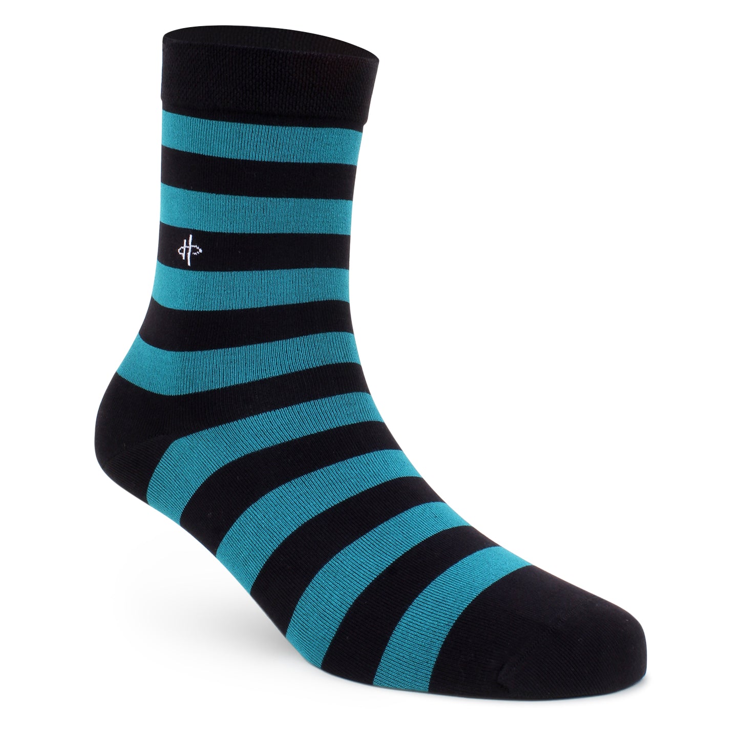 Striped Ankle-Length Socks – Black & Teal