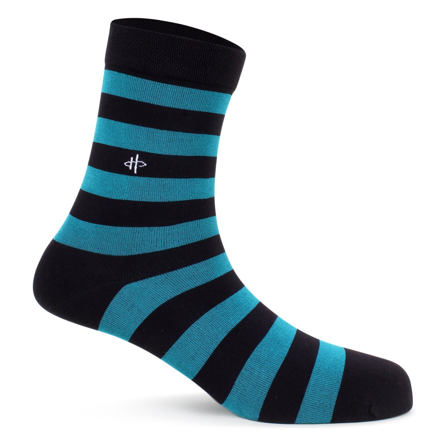 Striped Ankle-Length Socks – Black & Teal