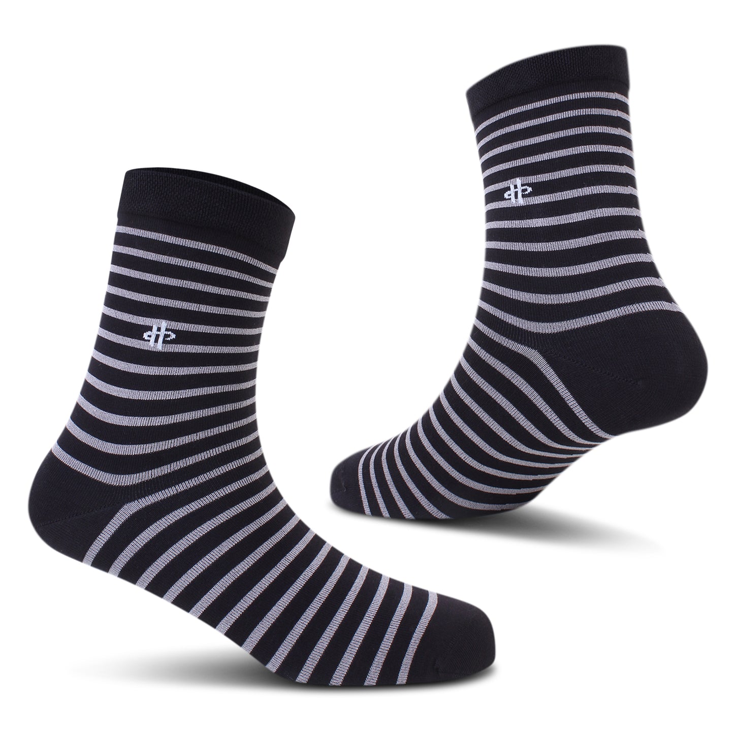Men's Black Striped Crew Sock