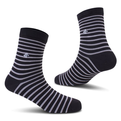 Men's Black Striped Crew Sock