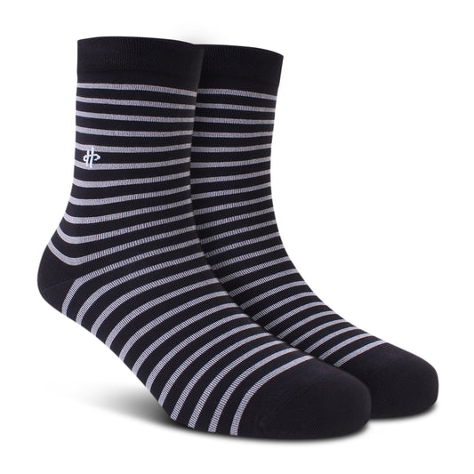 Men's Black Striped Crew Sock