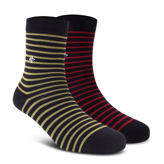Yellow and Gold Crew Stripe Socks - 2 Combo