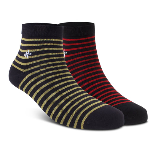 Casual Stripe Short Crew Socks - 2 Pairs