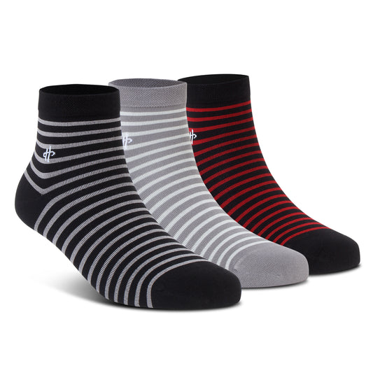 Classical Black, Gray and Maroon Stripe - 3 Pairs