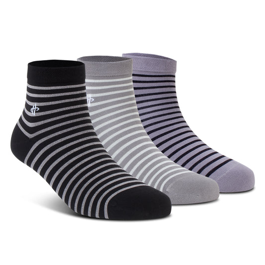 Gray White and lack Stripe - 3 Pairs