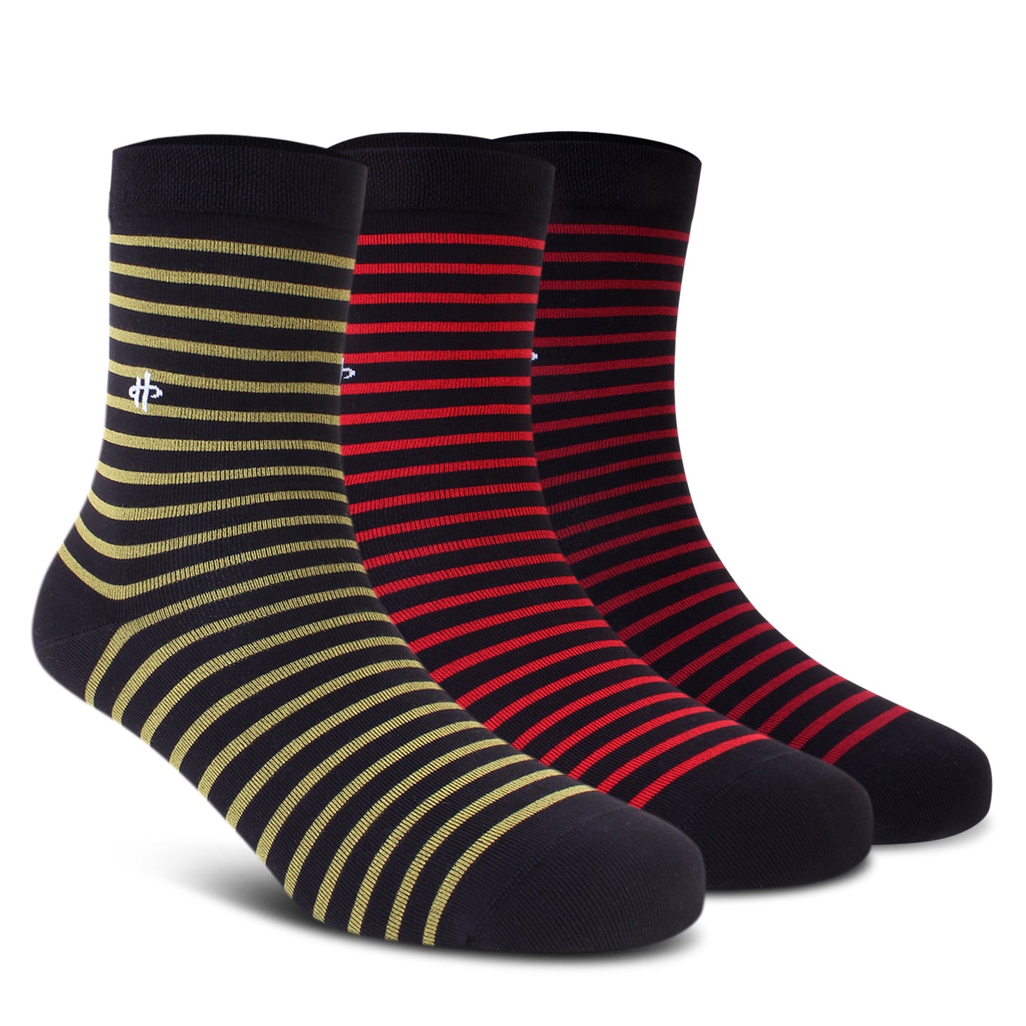 Classic Trio Stripe Crew Socks: Golden, Maroon & Dark Maroon 3-Pack