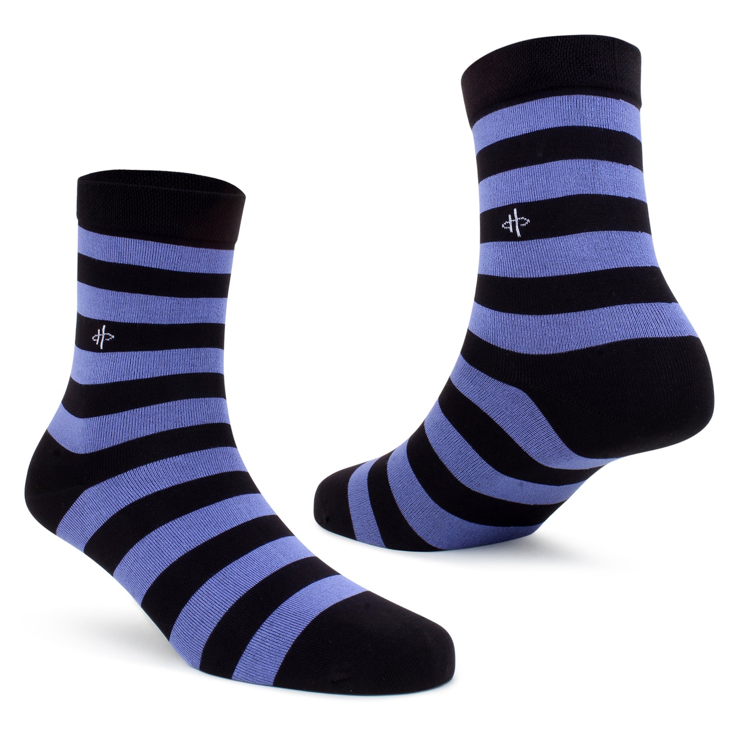 Men's Black & Blue Striped Crew Socks