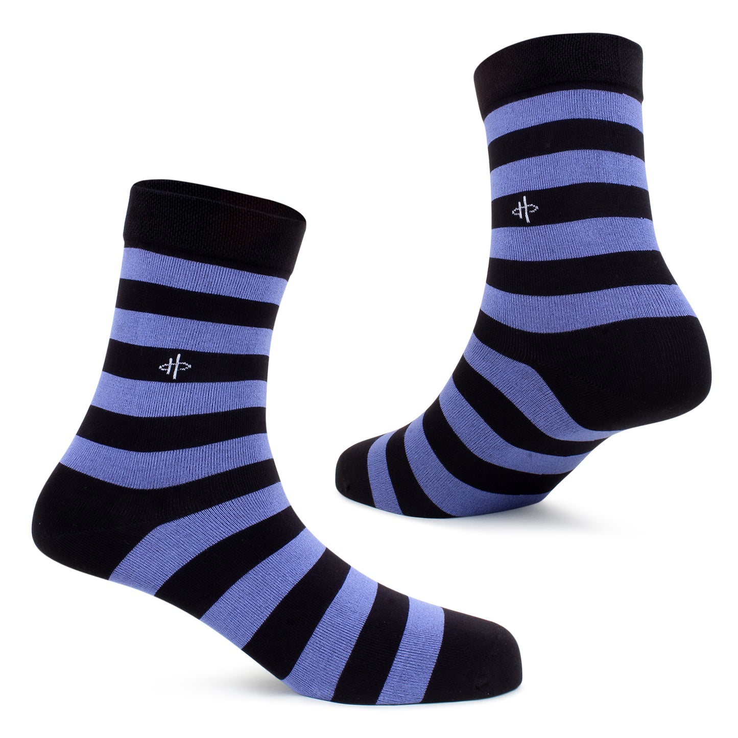 Men's Black & Blue Striped Crew Socks