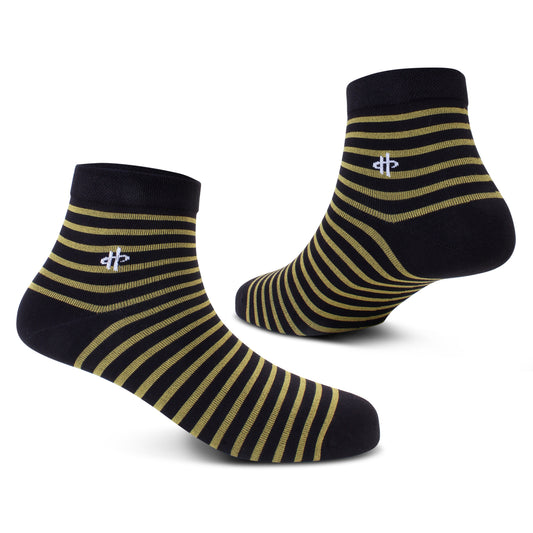 Navy & Gold Striped Ankle Socks