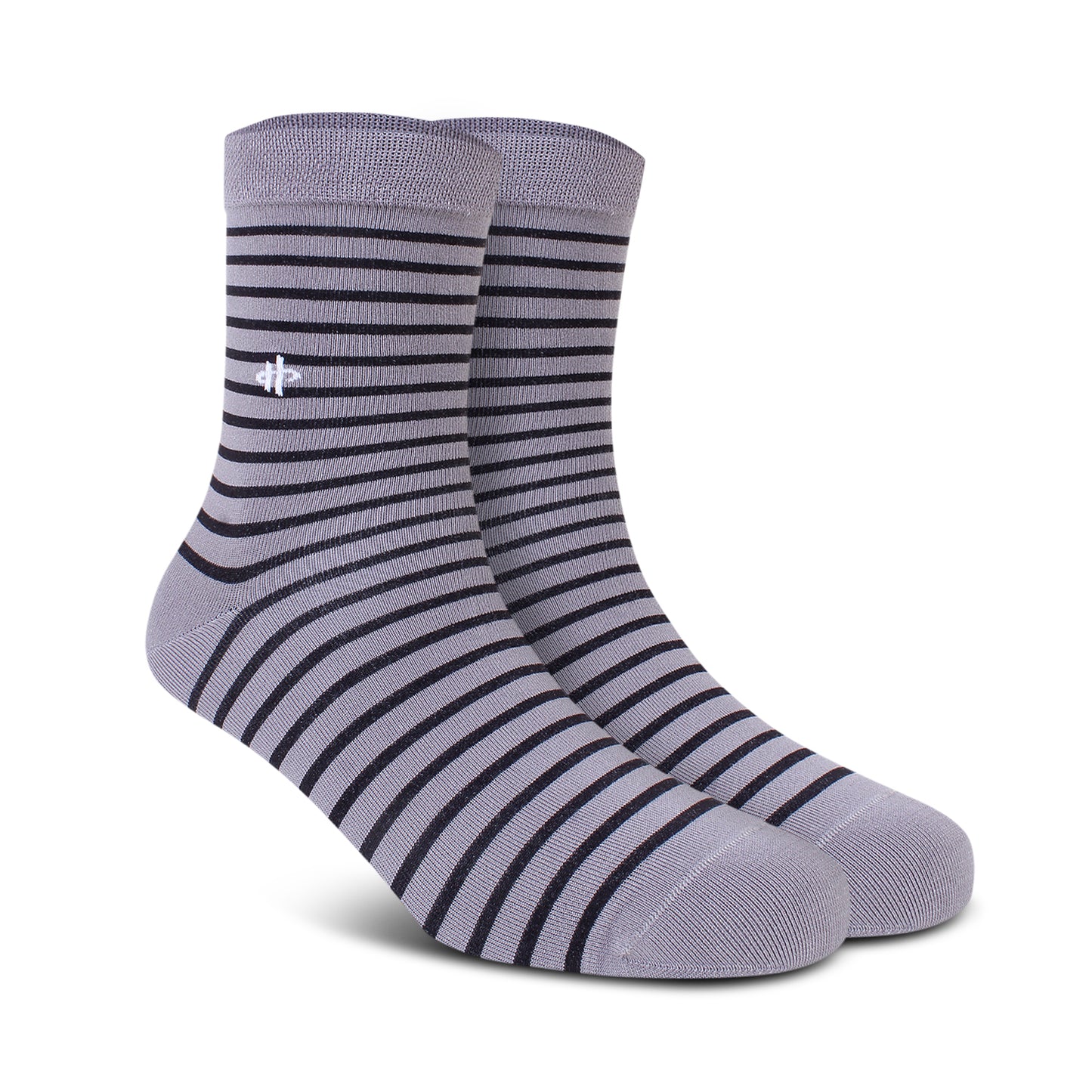 White Gray Crew Length Socks