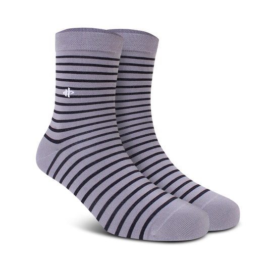 Men's Striped Crew Socks - Gray & Black