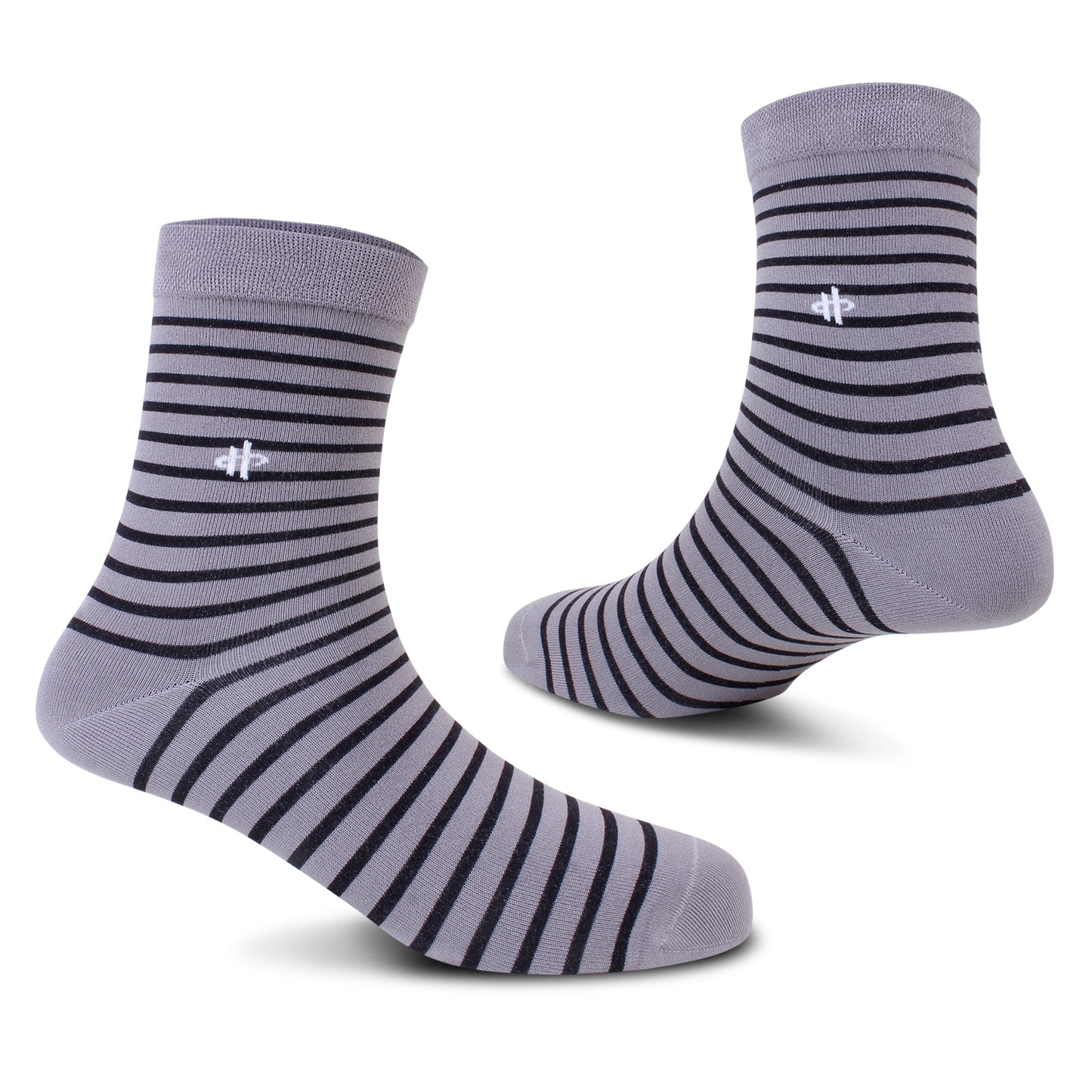 White Gray Crew Length Socks