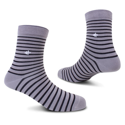 White Gray Crew Length Socks