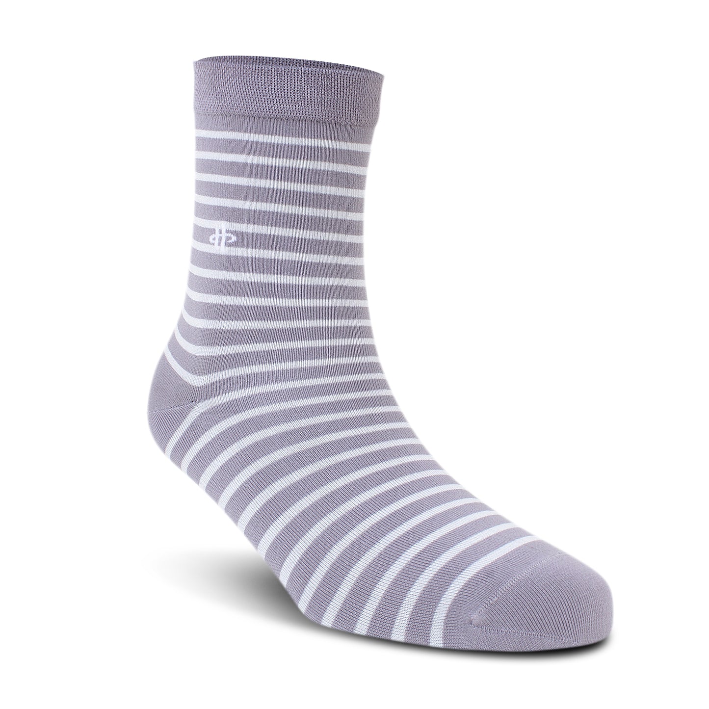 Men's Soft & Breathable Striped Crew Socks - Gray & White