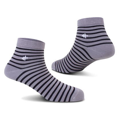 Men's Black Striped Ankle Sock