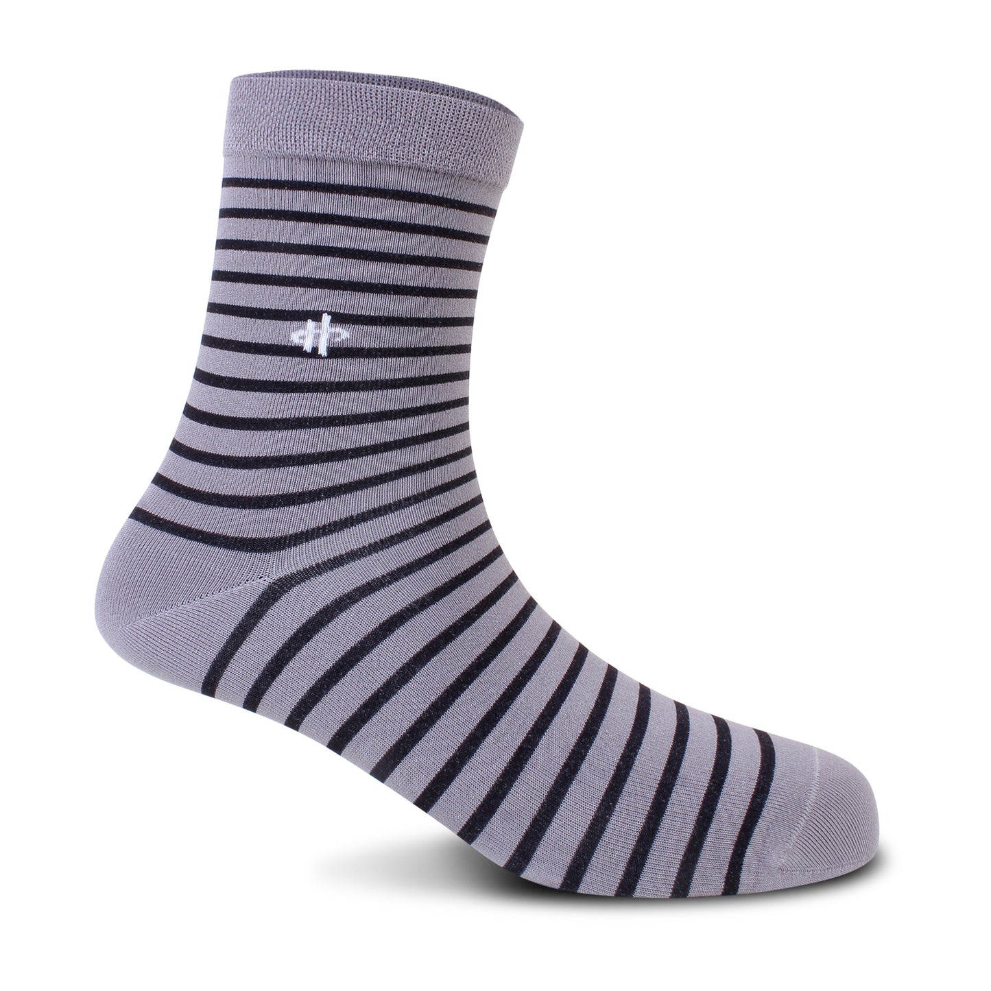 Men's Striped Crew Socks - Gray & Black