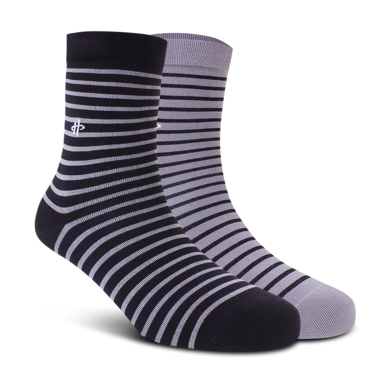 Black & Light Gray Stripe Crew Socks - 2 Pairs