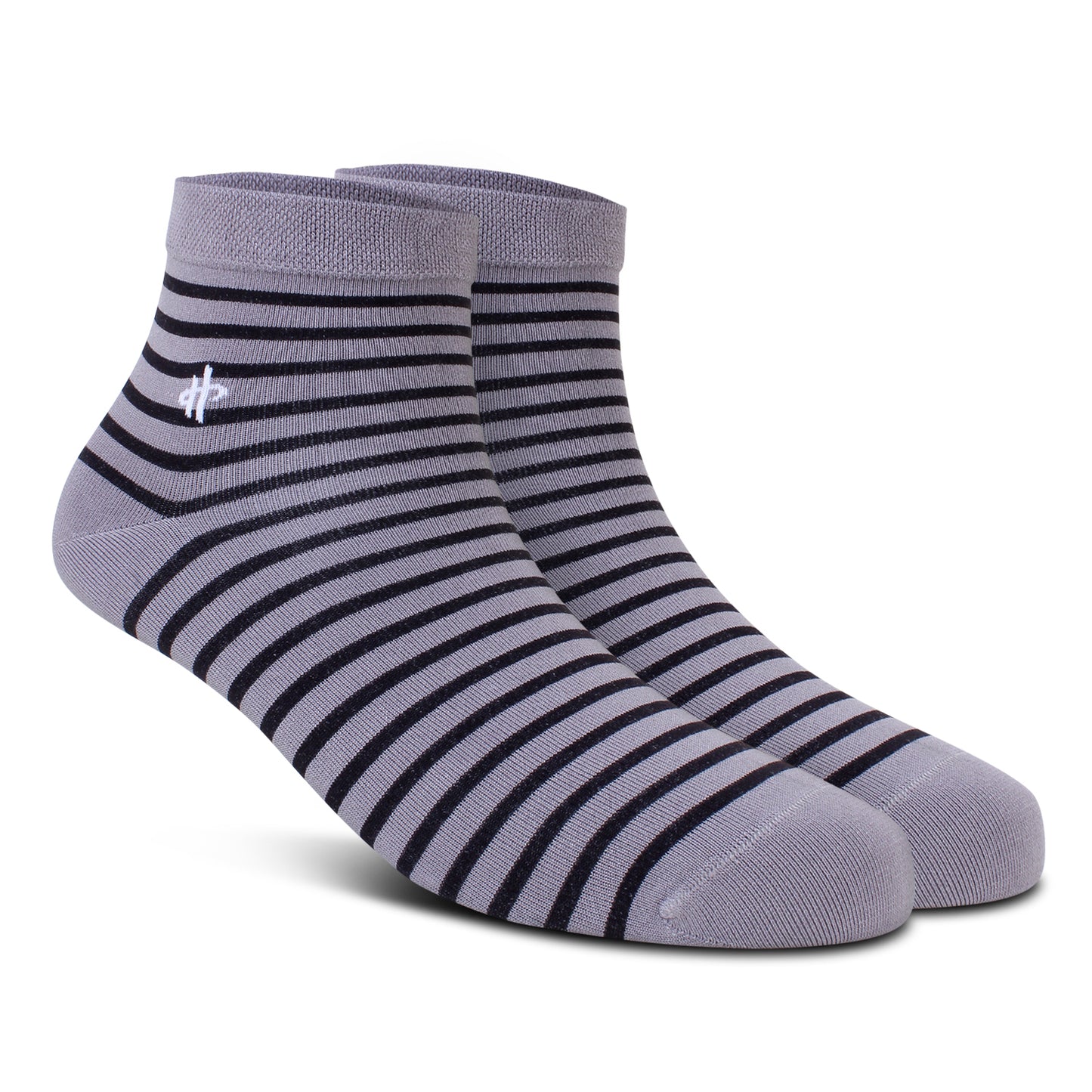 Men's Striped Ankle Socks - Gray & Black