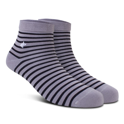 Men's Striped Ankle Socks - Gray & Black