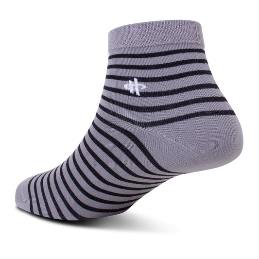 Men's Striped Ankle Socks - Gray & Black