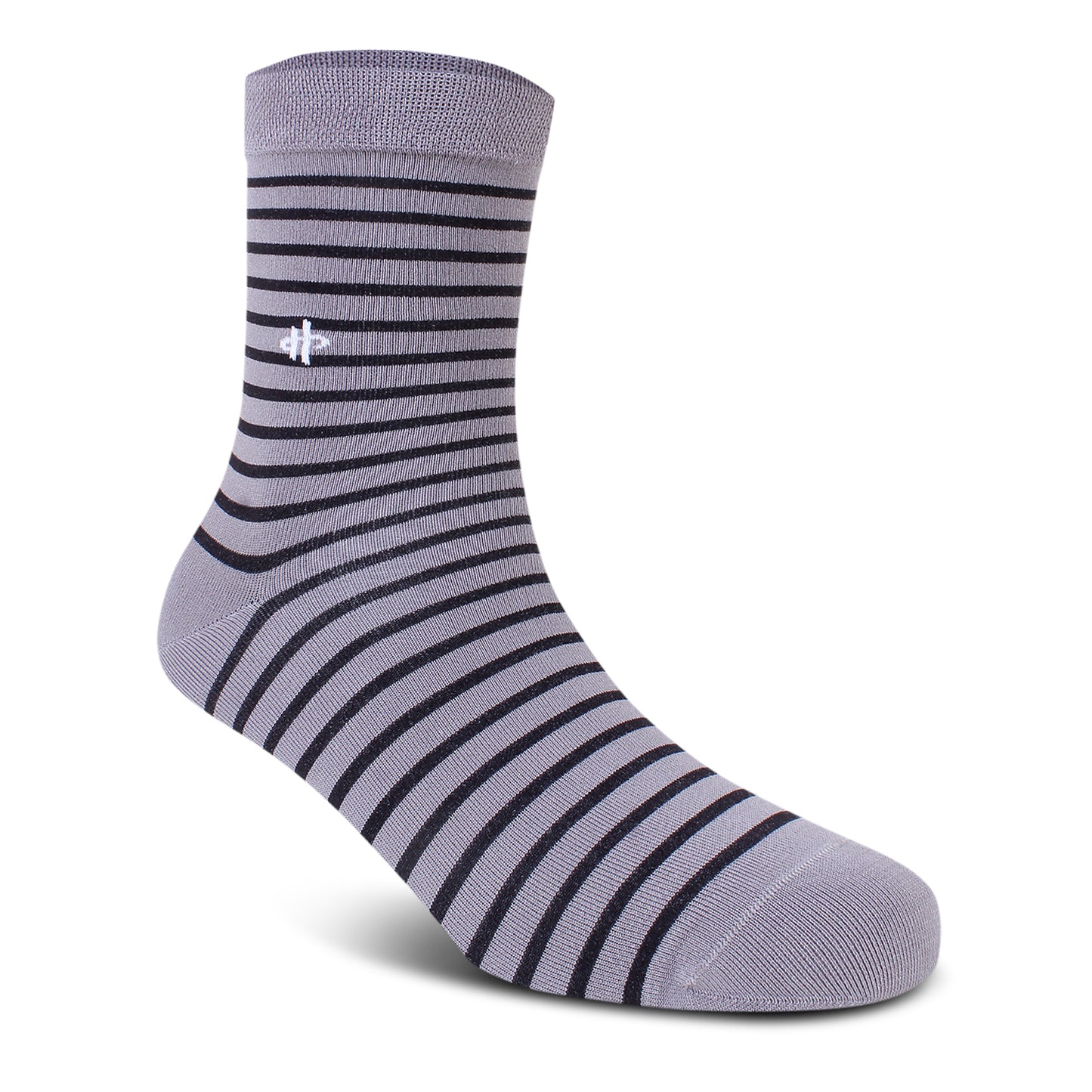 Men's Striped Crew Socks - Gray & Black