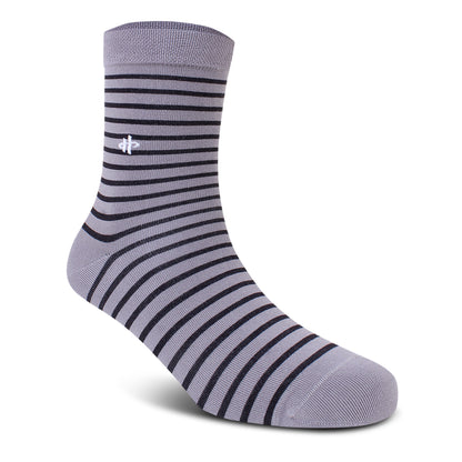 Men's Striped Crew Socks - Gray & Black