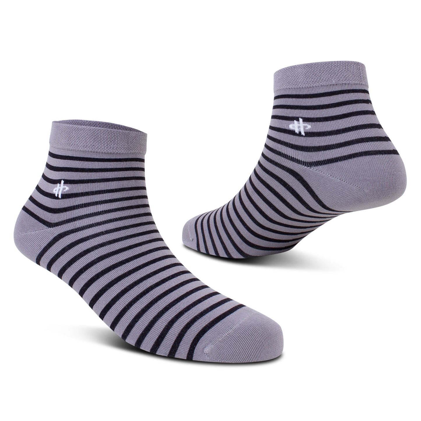 Men's Striped Ankle Socks - Gray & Black