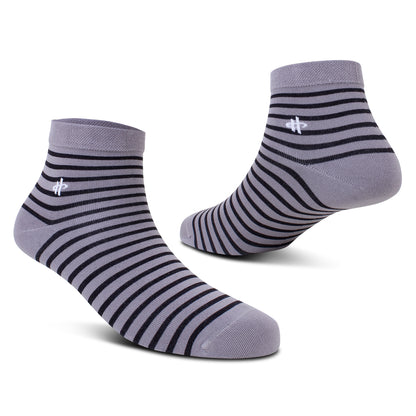 Men's Striped Ankle Socks - Gray & Black