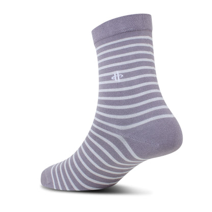 Men's Soft & Breathable Striped Crew Socks - Gray & White
