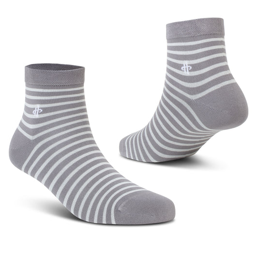 Men's Soft & Breathable Striped Ankle Socks - Gray & White